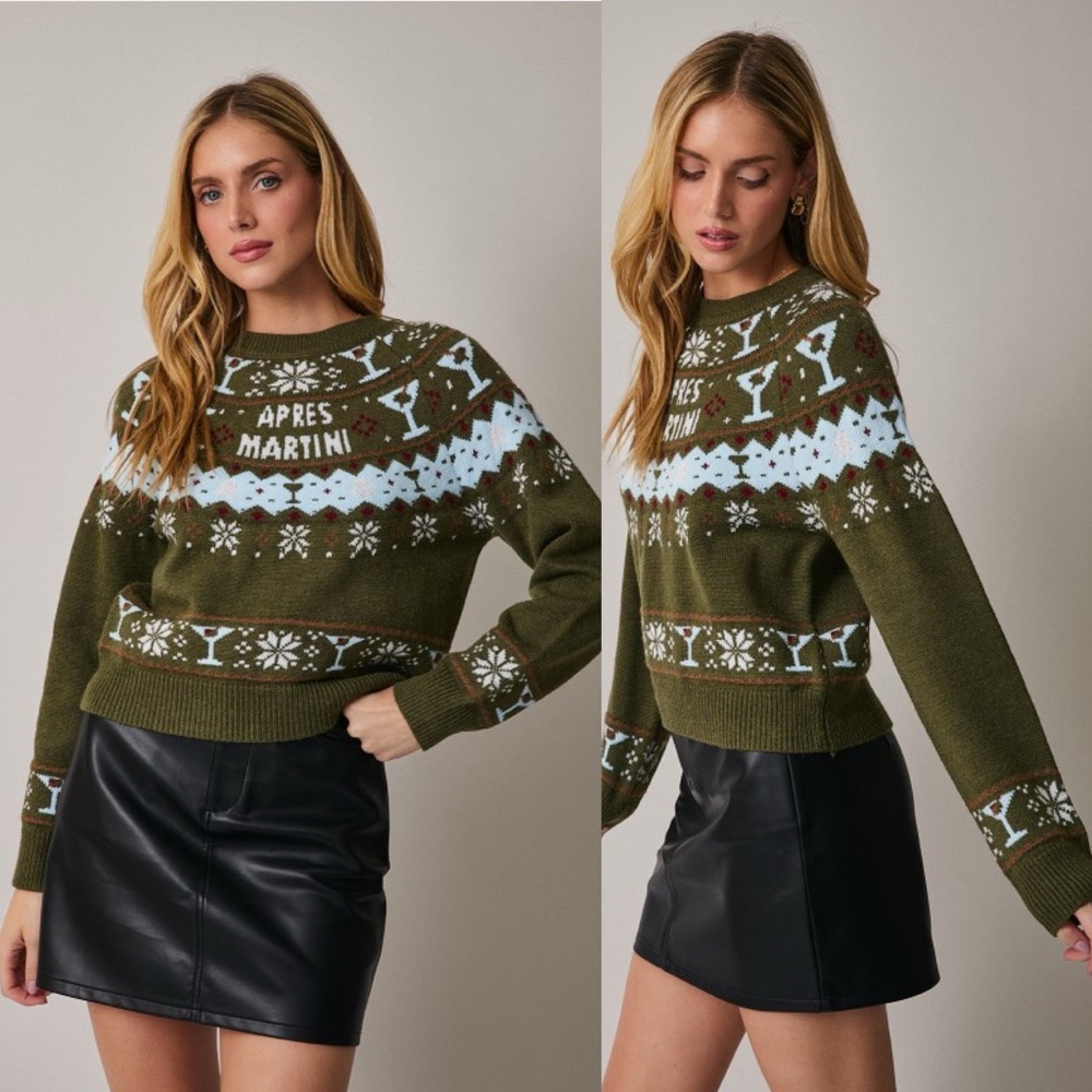 Apres Martini Raglan Graphic Holiday Sweater - Picture 2 of 4